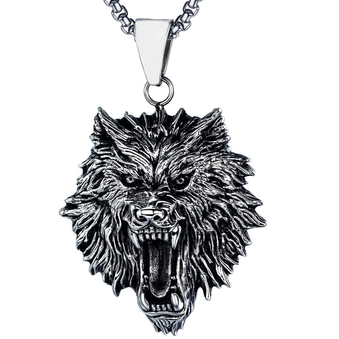 THE MEN THING SS Pendant/ Necklace ROARING KING - Alloy Pendant with Pure Stainless Steel  24inch Round Box Chain, European trending Style for Men & Boy