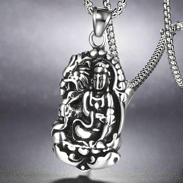 రోరింగ్ పీస్ - స్వచ్ఛమైన స్టెయిన్‌లెస్ స్టీల్ 24 అంగుళాల రౌండ్ బాక్స్ చైన్‌తో అల్లాయ్ లాకెట్టు, పురుషులు & అబ్బాయిల కోసం అమెరికన్ ట్రెండింగ్ స్టైల్