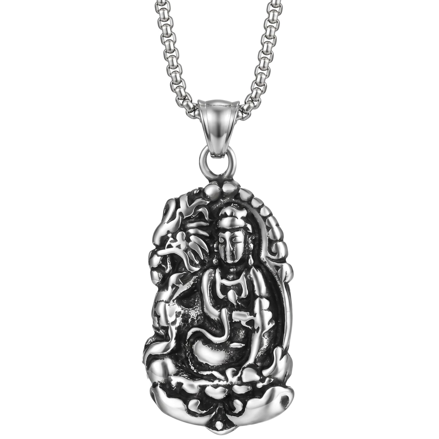 THE MEN THING SS Pendant/ Necklace ROARING PEACE - Alloy Pendant with Pure Stainless Steel 24inch Round Box Chain, American trending Style for Men & Boy