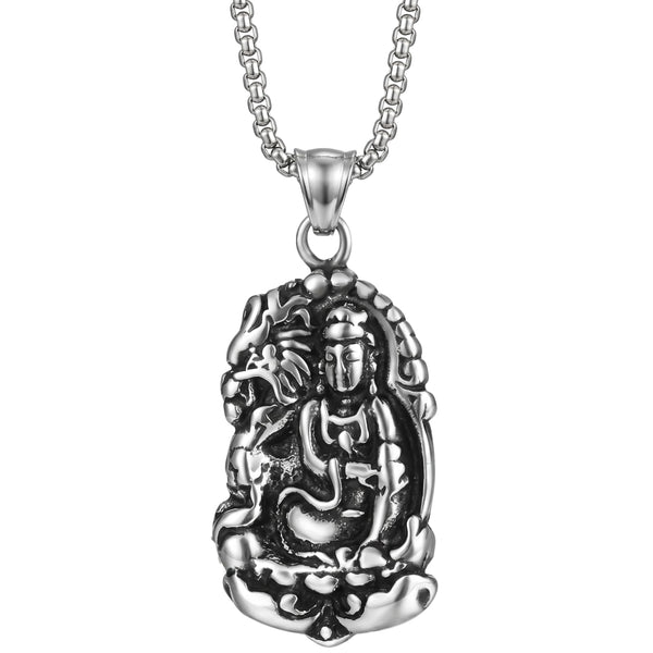 ROARING PEACE - Alloy Pendant with Pure Stainless Steel 24inch Round Box Chain, American trending Style for Men & Boy