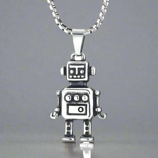 THE MEN THING SS Pendant/ Necklace ROBOT V2 - Alloy Pendant with Pure Stainless Steel  24inch Round Box Chain, European trending Style for Men & Boy