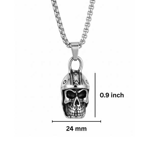 ROGUE SKULL - 24mm Titanium Steel Pendant with 24inch Round Box 4mm Chain for Men & Boys