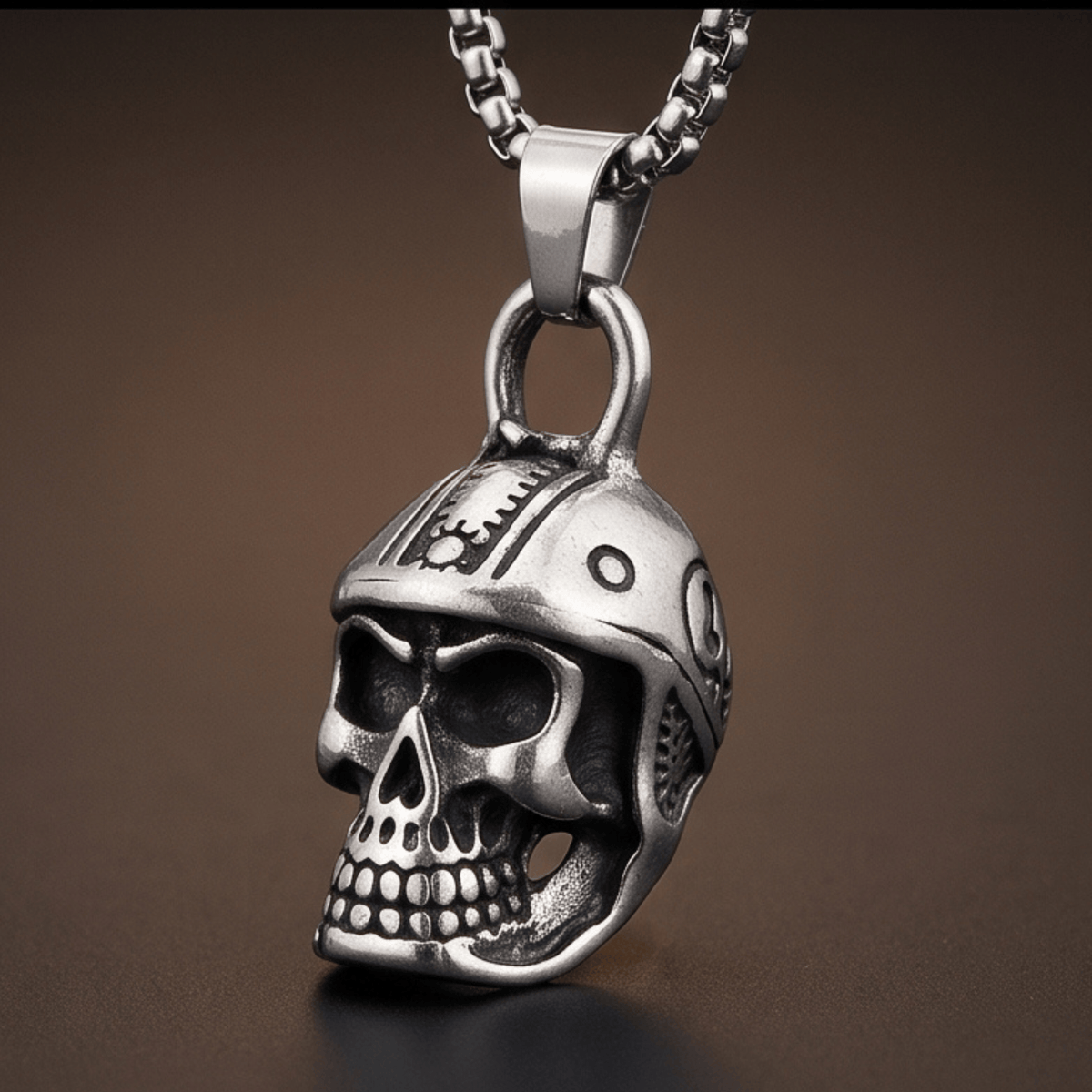 THE MEN THING SS Pendant/ Necklace ROGUE SKULL - 24mm Titanium Steel Pendant with 24inch Round Box 4mm Chain for Men & Boys