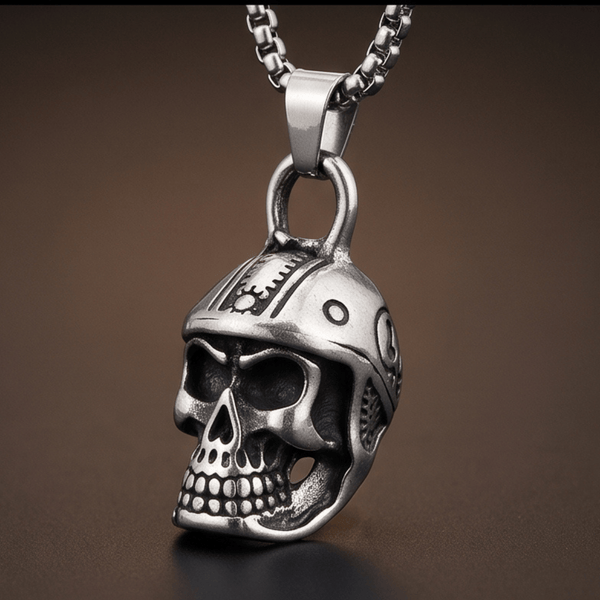 ROGUE SKULL - 24mm Titanium Steel Pendant with 24inch Round Box 4mm Chain for Men & Boys