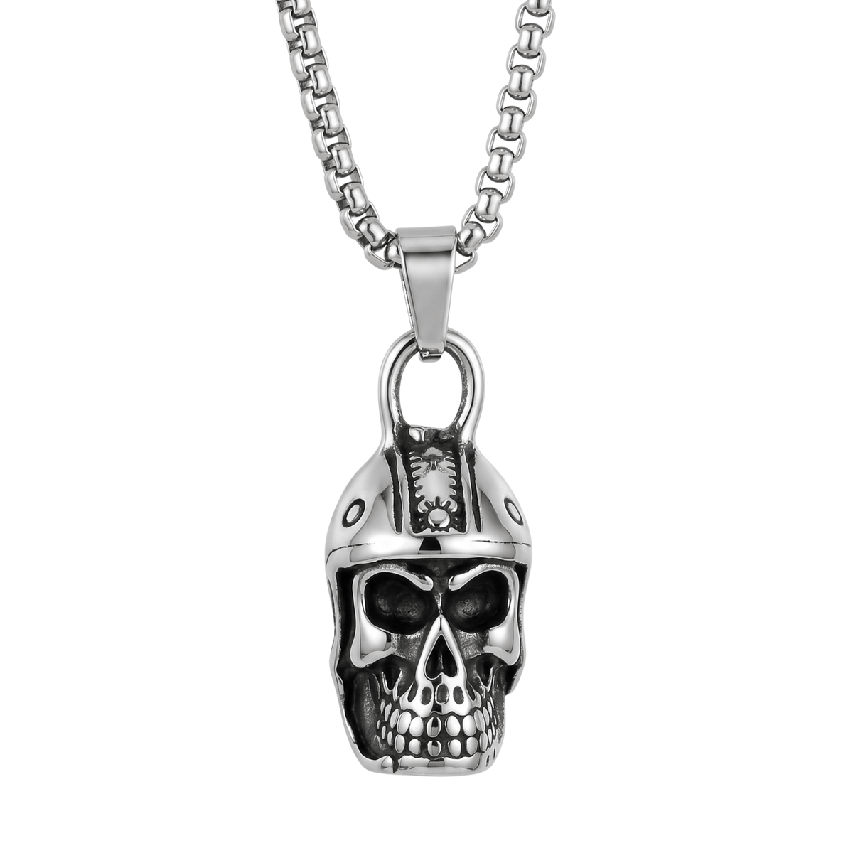THE MEN THING SS Pendant/ Necklace ROGUE SKULL - 24mm Titanium Steel Pendant with 24inch Round Box 4mm Chain for Men & Boys