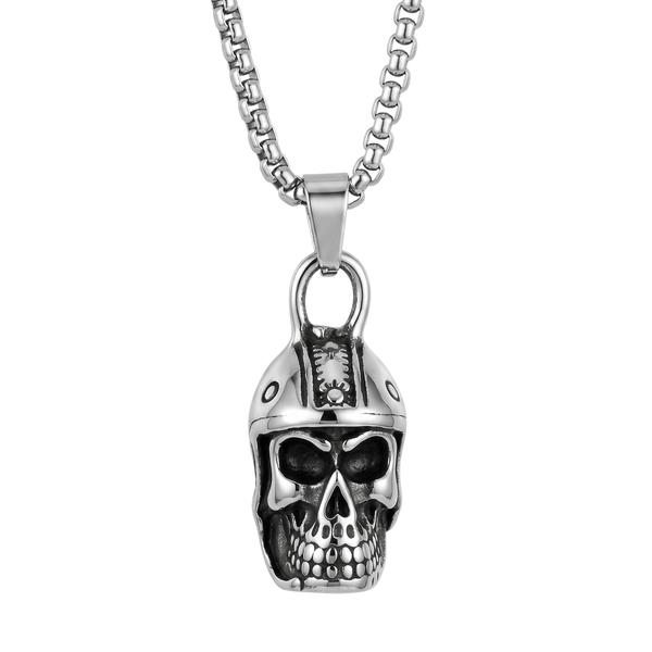 ROGUE SKULL - 24mm Titanium Steel Pendant with 24inch Round Box 4mm Chain for Men & Boys