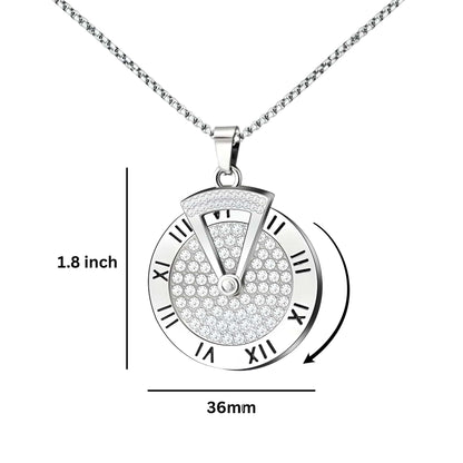 THE MEN THING SS Pendant/ Necklace ROMAN HOUR - 36mm Titanium Steel Pendant with 27inch Round Box 4mm Chain for Men & Boys with adjustable cable chain