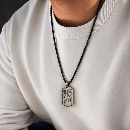 THE MEN THING SS Pendant/ Necklace ROMAN REALM - 26mm Titanium Steel Pendant with 24inch Round Box 5mm Chain for Men & Boys