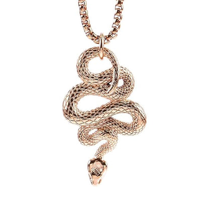THE MEN THING SS Pendant/ Necklace ROSE GOLD GUARDIAN SNAKE - Pure Titanium Steel Pendant with 24inch Round Box Chain for Men & Boys