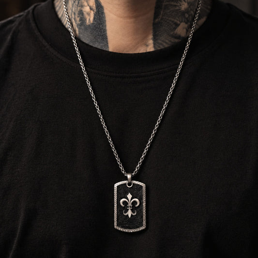 THE MEN THING SS Pendant/ Necklace ROYAL FLEUR - 34mm Pure Titanium Steel Pendant with 27inch Round Box 3mm Chain for Men & Boys
