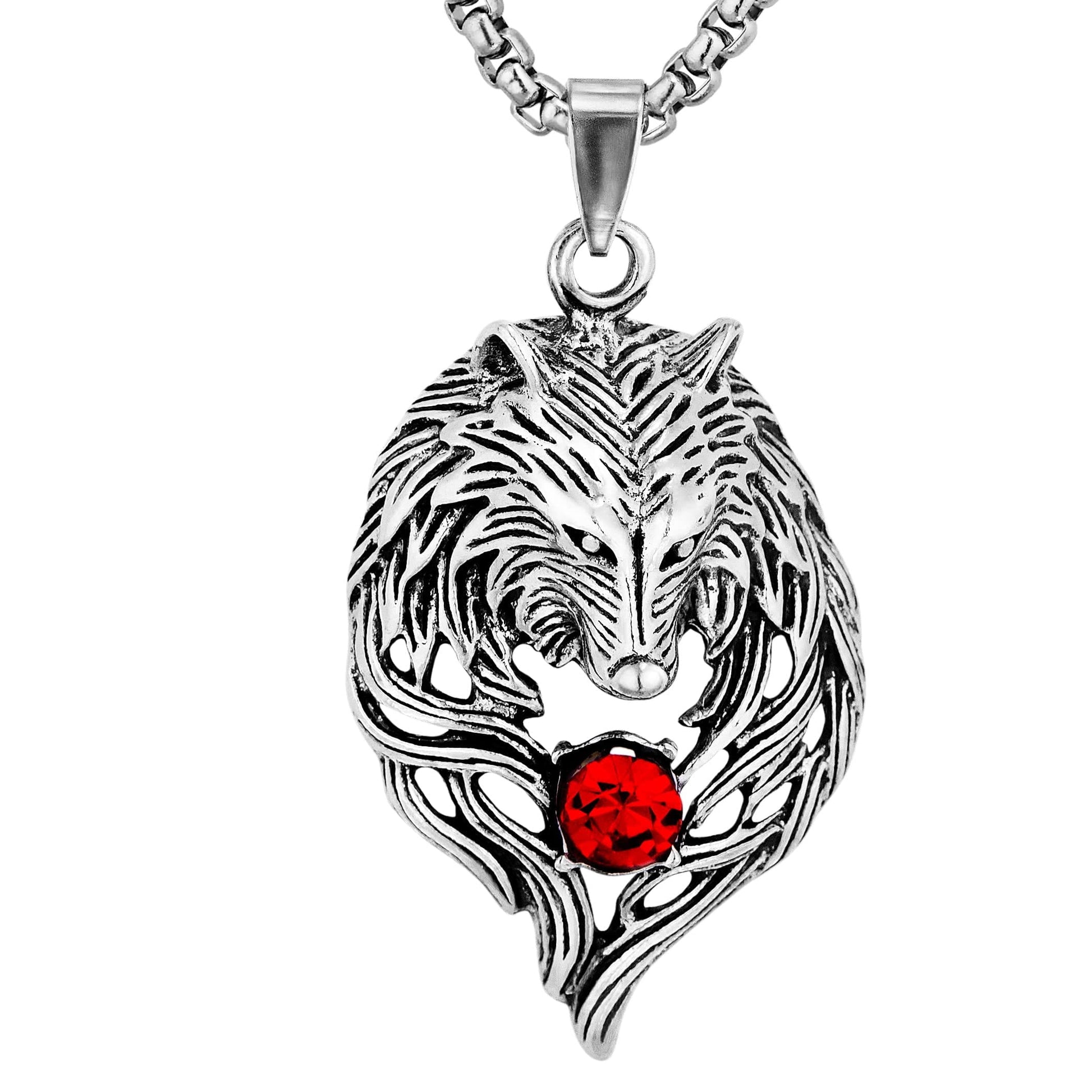 THE MEN THING SS Pendant/ Necklace RUBY FOX - Alloy Pendant with Stainless Steel  24inch Round Box Chain, European trending Style for Men & Boys