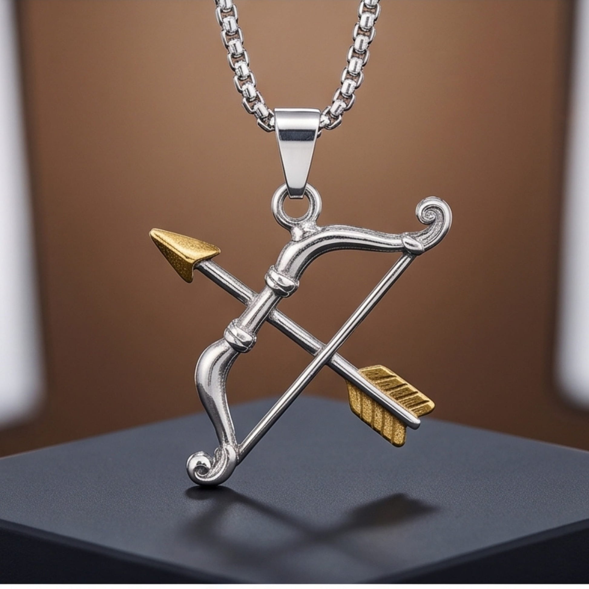 THE MEN THING SS Pendant/ Necklace SAGITTAR - Pure Vintage Pure Steel Pendant with 24inch Round Box 5mm Chain for Men & Boys