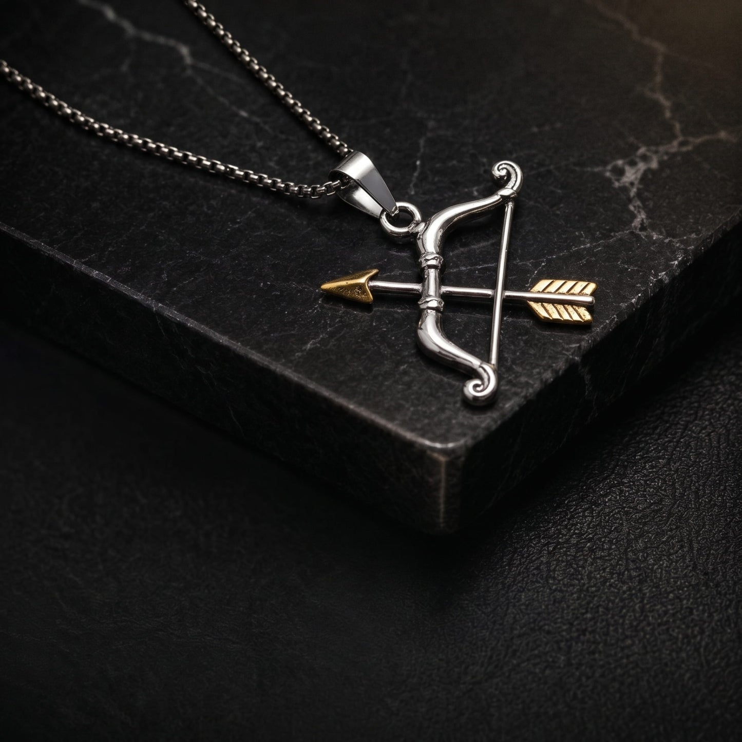 THE MEN THING SS Pendant/ Necklace SAGITTAR - Pure Vintage Pure Steel Pendant with 24inch Round Box 5mm Chain for Men & Boys