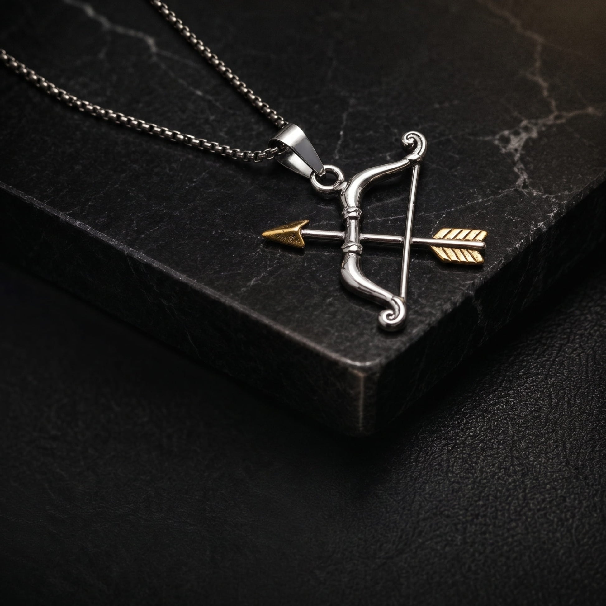 THE MEN THING SS Pendant/ Necklace SAGITTAR - Pure Vintage Pure Steel Pendant with 24inch Round Box 5mm Chain for Men & Boys
