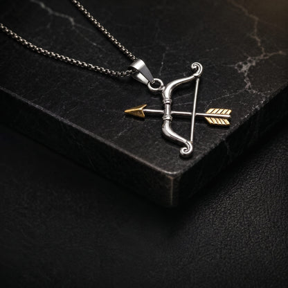 THE MEN THING SS Pendant/ Necklace SAGITTAR - Pure Vintage Pure Steel Pendant with 24inch Round Box 5mm Chain for Men & Boys