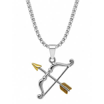 THE MEN THING SS Pendant/ Necklace SAGITTAR - Pure Vintage Pure Steel Pendant with 24inch Round Box 5mm Chain for Men & Boys