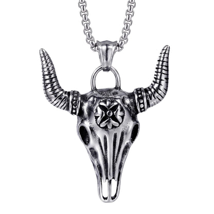 THE MEN THING SS Pendant/ Necklace SHEEP HORN - Alloy Pendant with Pure Stainless Steel 24inch Round Box Chain, American trending Style for Men & Boy