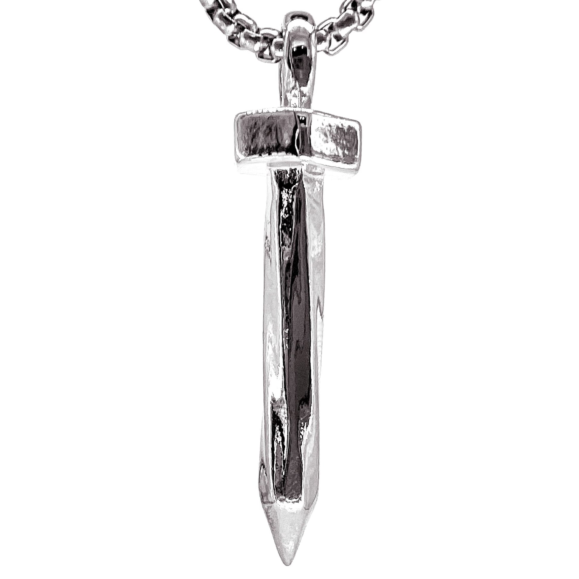 THE MEN THING SS Pendant/ Necklace SILVER NAILS -  Alloy Pendant with Pure Stainless Steel 24inch Round Box Chain, European trending Style for Men & Boy