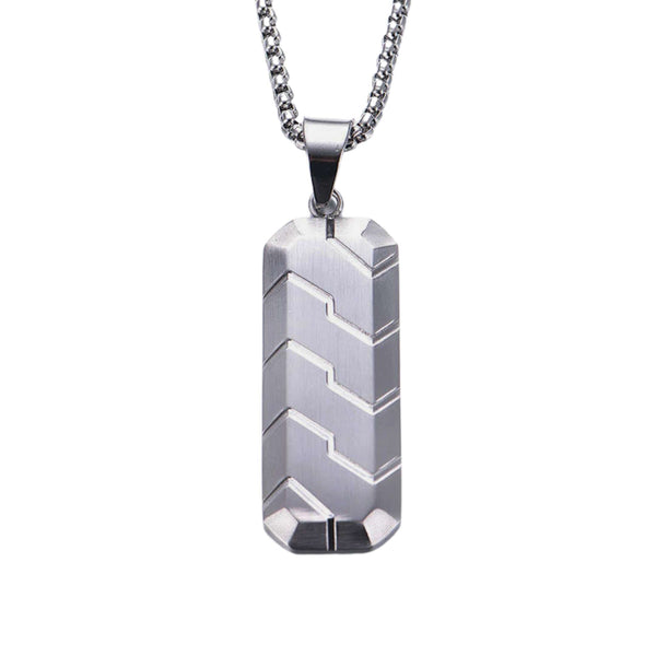 SILVER PRISM - 20mm Titanium Steel Pendant with 24inch Round Box 4 mm Chain for Men & Boys