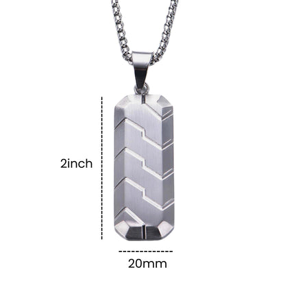 THE MEN THING SS Pendant/ Necklace SILVER PRISM - 20mm Titanium Steel Pendant with 24inch Round Box 4 mm Chain for Men & Boys