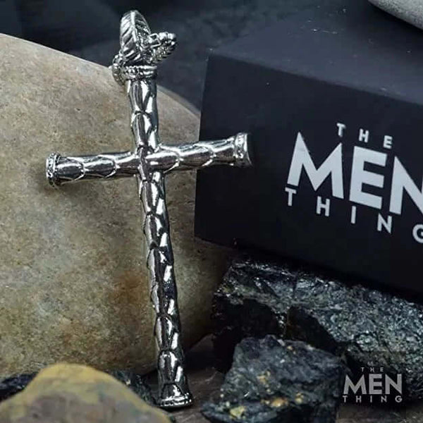 SIMPLE CROSS -  Alloy Pendant with Pure Stainless Steel 24inch Round Box Chain, European trending Style for Men & Boys