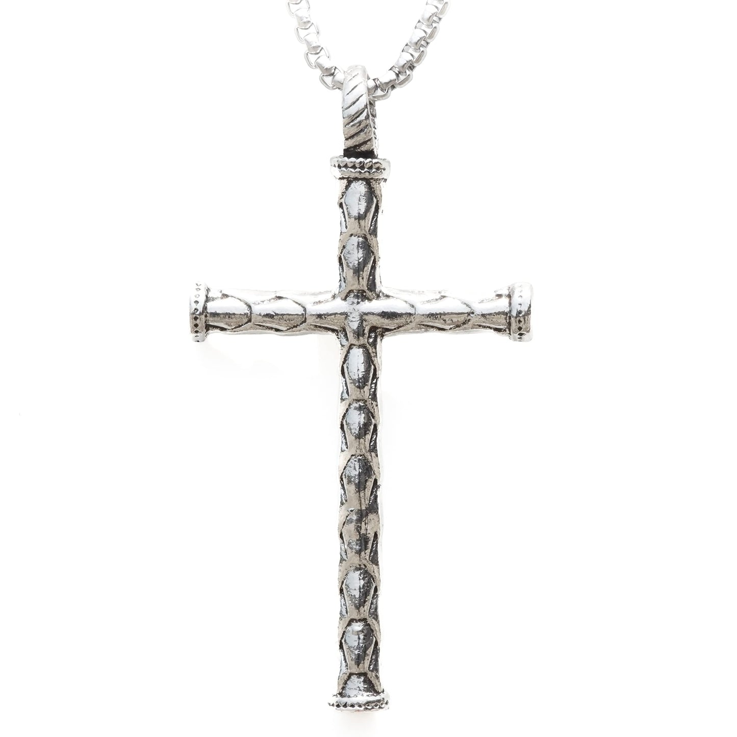THE MEN THING SS Pendant/ Necklace SIMPLE CROSS -  Alloy Pendant with Pure Stainless Steel 24inch Round Box Chain, European trending Style for Men & Boys