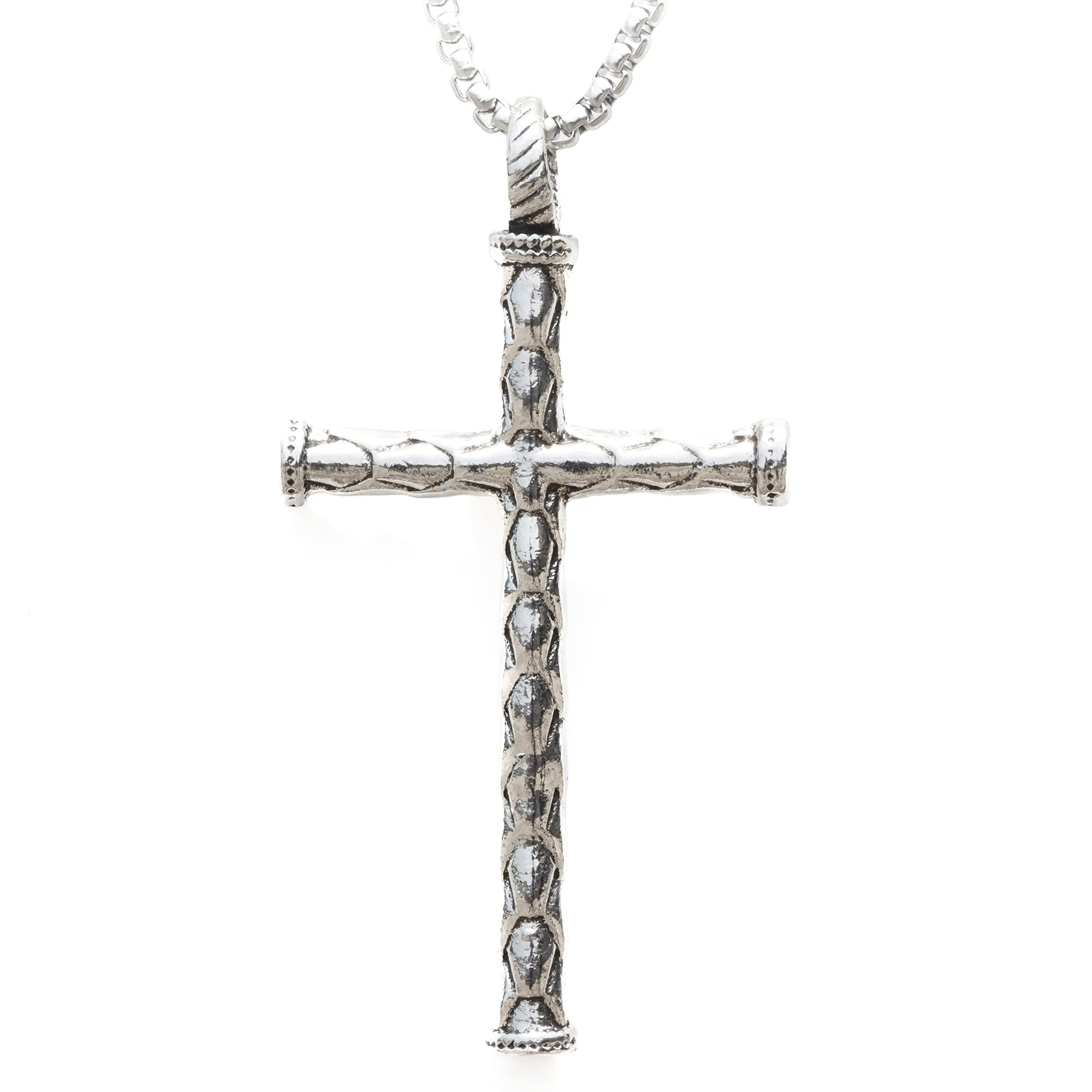 THE MEN THING SS Pendant/ Necklace SIMPLE CROSS -  Alloy Pendant with Pure Stainless Steel 24inch Round Box Chain, European trending Style for Men & Boys