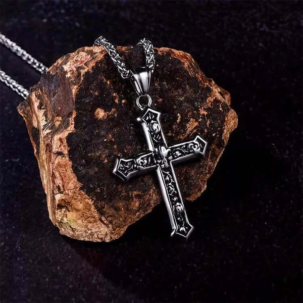 SKULL CROSS -  Alloy Pendant with Pure Stainless Steel 24inch Round Box Chain, American trending Style for Men & Boy