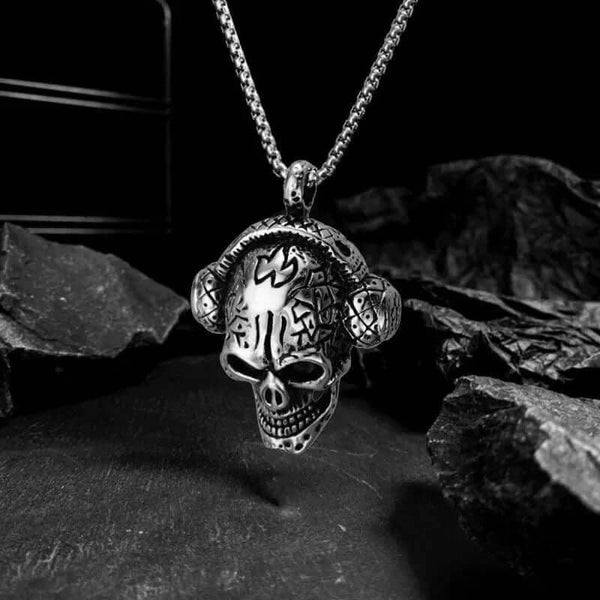 SKULLBEAT - पुरुषों के लिए शुद्ध स्टेनलेस स्टील 24 इंच चेन के साथ मिश्र धातु पेंडेंट, अमेरिकी ट्रेंडिंग स्टाइल - गोल बॉक्स चेन