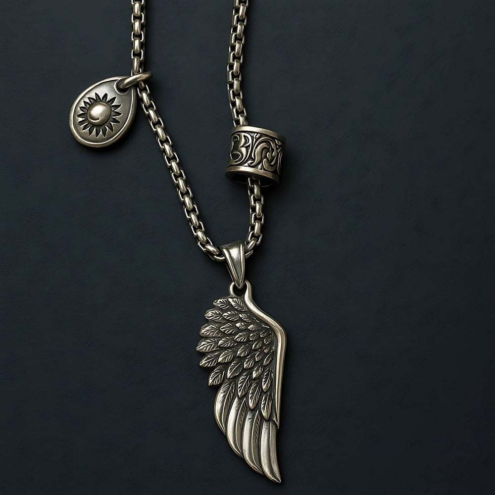 THE MEN THING SS Pendant/ Necklace SKYRIFT - Pure Titanium Steel Pendant with Chain for Men & Boys "27"inch