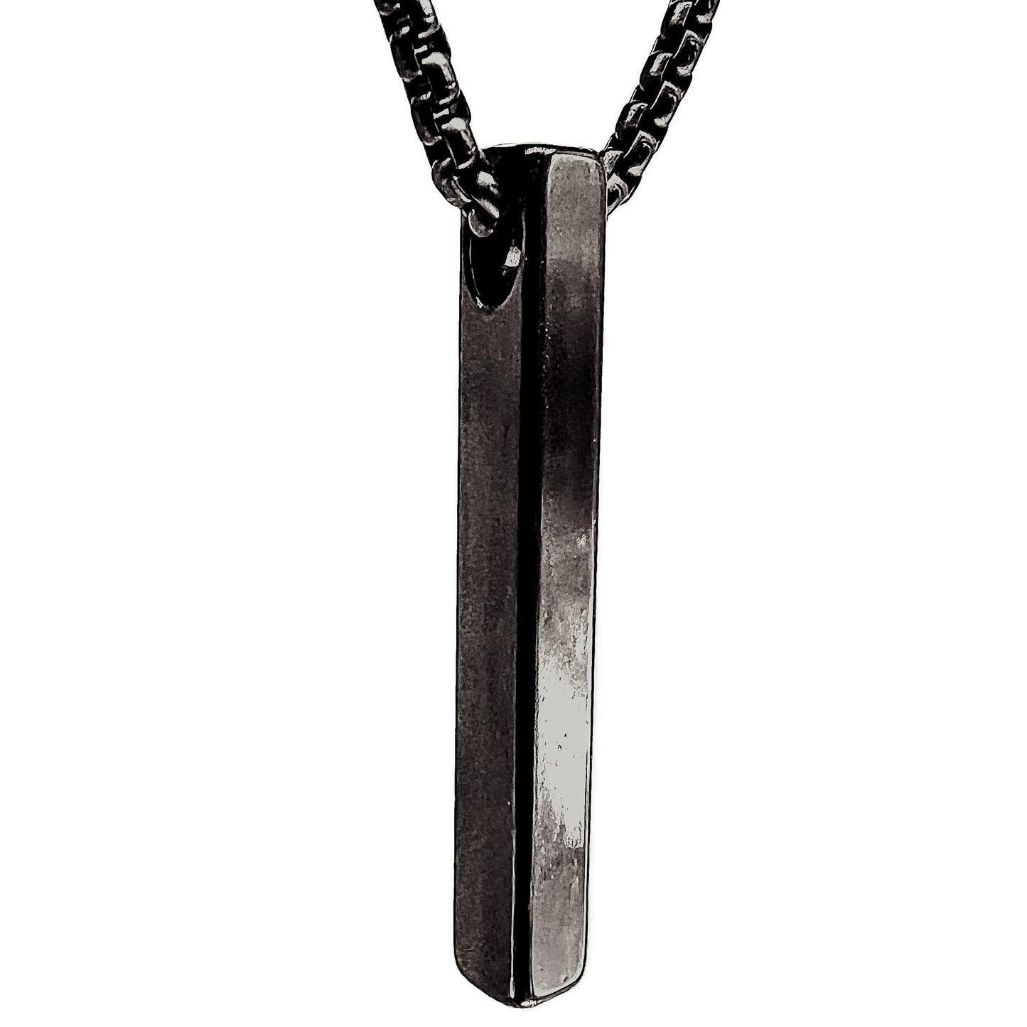 THE MEN THING SS Pendant/ Necklace SLEEK BLACK (A) - Alloy Pendant with Stainless Steel 24inch Black Round Box Chain, European trending Style for Men & Boy
