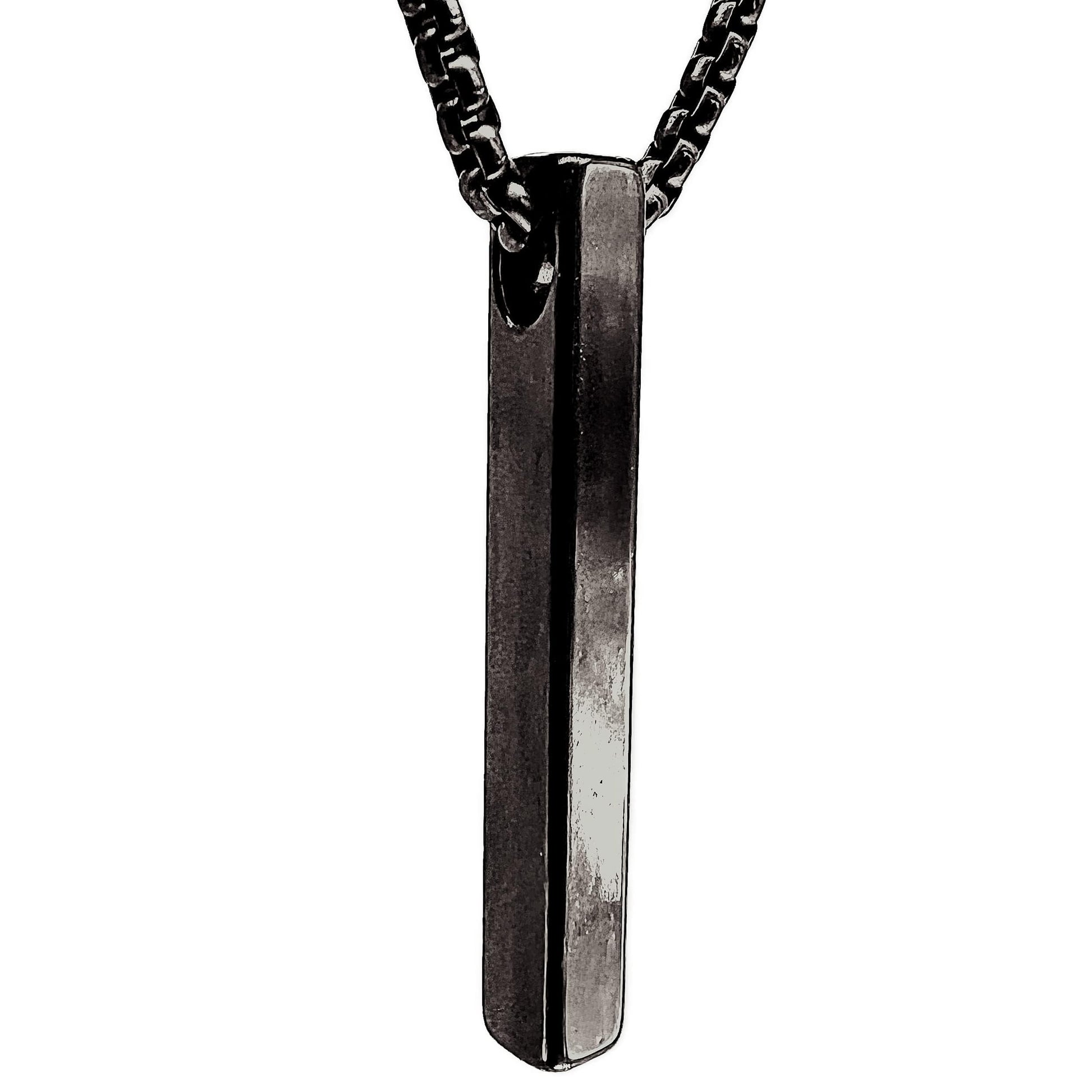 THE MEN THING SS Pendant/ Necklace SLEEK BLACK (A) - Alloy Pendant with Stainless Steel 24inch Black Round Box Chain, European trending Style for Men & Boy