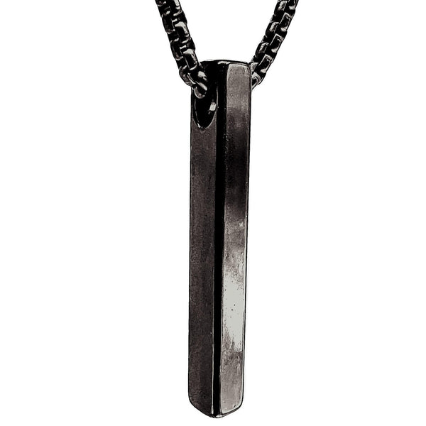 SLEEK BLACK (A) - Alloy Pendant with Stainless Steel 24inch Black Round Box Chain, European trending Style for Men & Boy