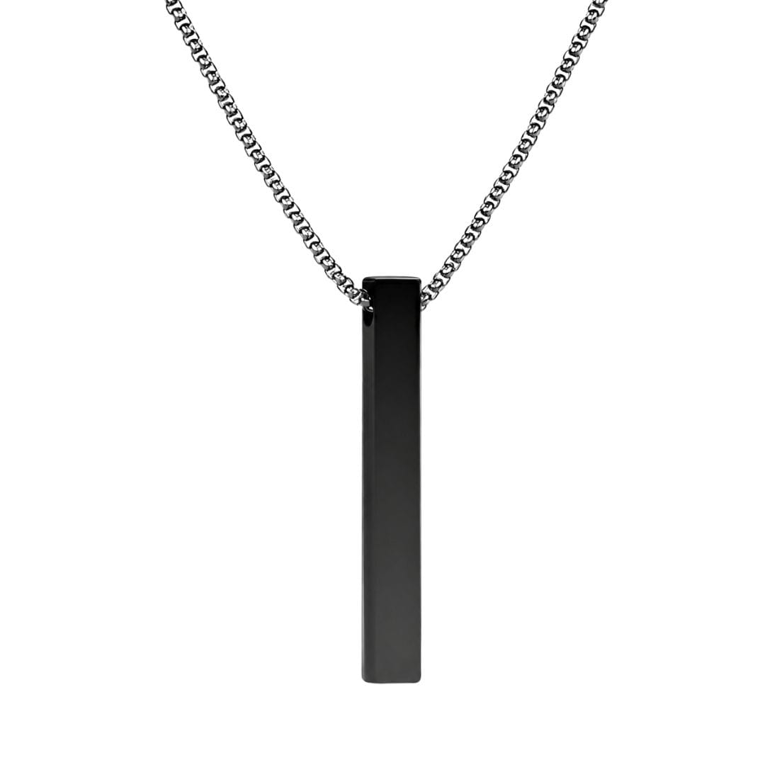 THE MEN THING SS Pendant/ Necklace SLEEK BLACK (A) - Alloy Pendant with Stainless Steel 24inch Black Round Box Chain, European trending Style for Men & Boy