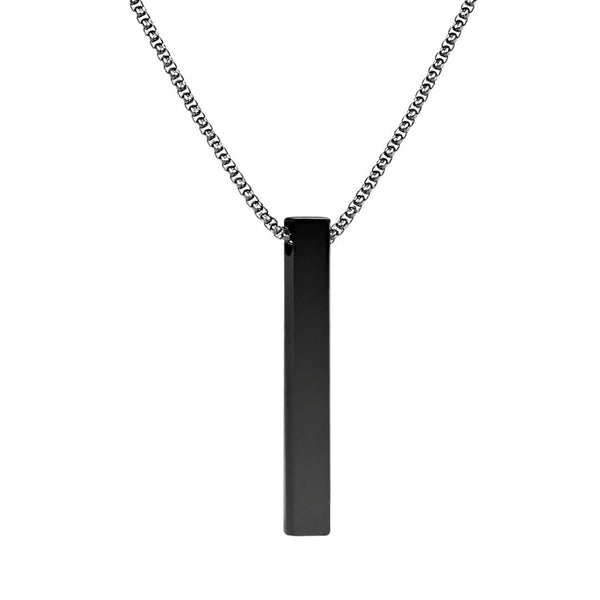 SLEEK BLACK (A) - Alloy Pendant with Stainless Steel 24inch Black Round Box Chain, European trending Style for Men & Boy