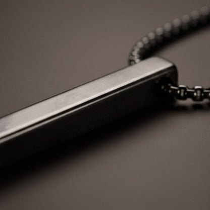 THE MEN THING SS Pendant/ Necklace SLEEK BLACK (A) - Alloy Pendant with Stainless Steel 24inch Black Round Box Chain, European trending Style for Men & Boy