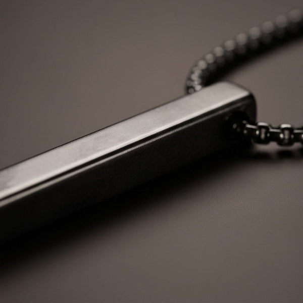SLEEK BLACK (A) - Alloy Pendant with Stainless Steel 24inch Black Round Box Chain, European trending Style for Men & Boy