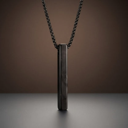 THE MEN THING SS Pendant/ Necklace SLEEK BLACK (A) - Alloy Pendant with Stainless Steel 24inch Black Round Box Chain, European trending Style for Men & Boy
