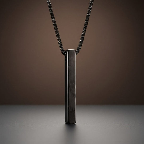 SLEEK BLACK (A) - Alloy Pendant with Stainless Steel 24inch Black Round Box Chain, European trending Style for Men & Boy