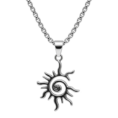 THE MEN THING SS Pendant/ Necklace SOLAR SPIRAL - STEEL - 25mm Pure Titanium Steel Pendant with 23inch Round Box 2mm Chain for Men & Boys