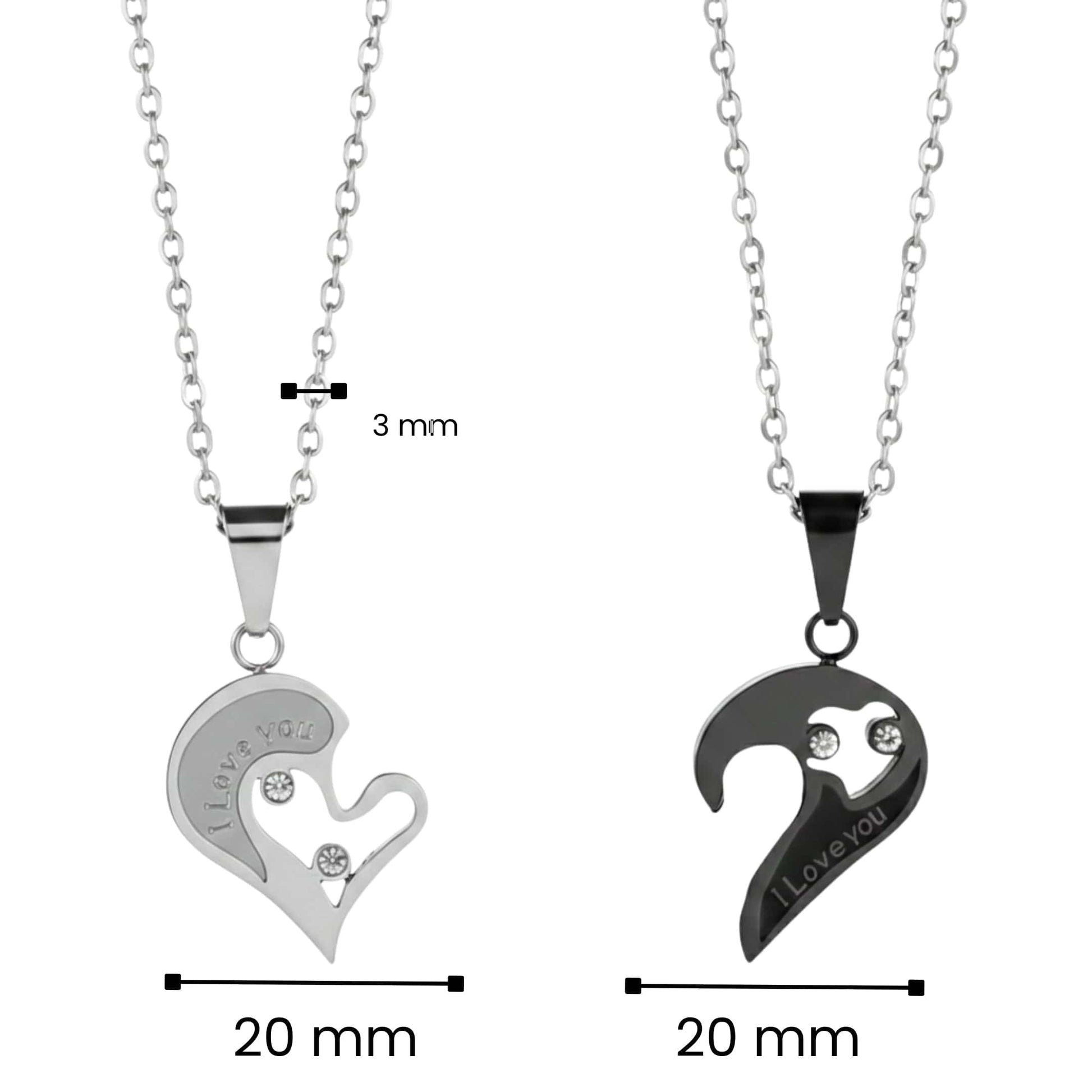 THE MEN THING SS Pendant/ Necklace SOULMATE HEART PUZZLE - Pure Titanium Steel Pendant with 18 to 20 inch Cuban adjustable Chain for Men & Boys