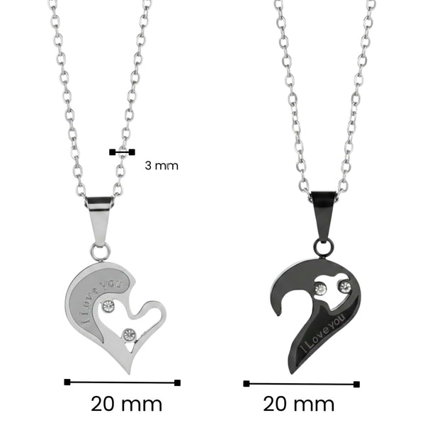 SOULMATE HEART PUZZLE - Pure Titanium Steel Pendant with 18 to 20 inch Cuban adjustable Chain for Men & Boys