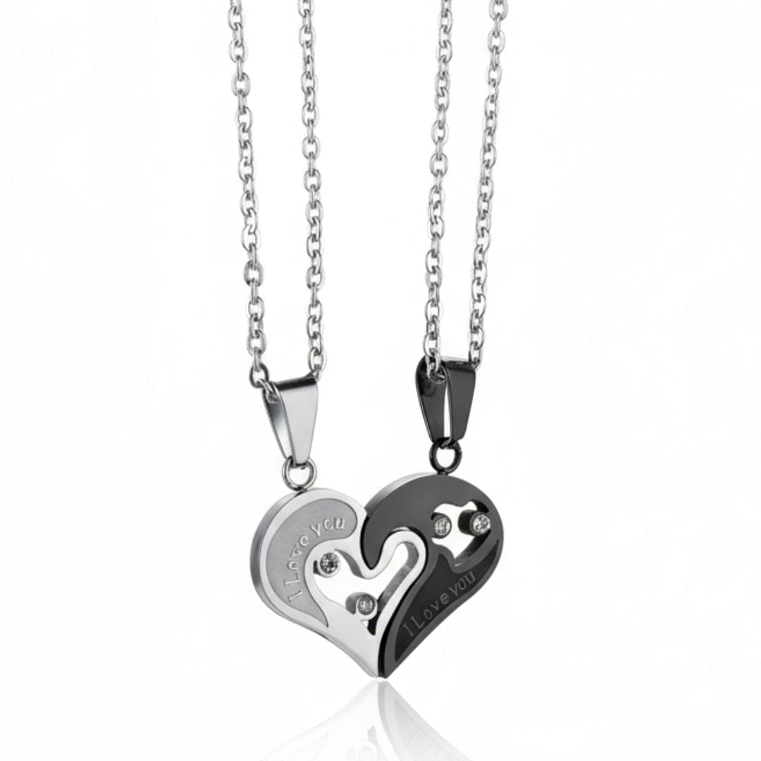 THE MEN THING SS Pendant/ Necklace SOULMATE HEART PUZZLE - Pure Titanium Steel Pendant with 24inch Cuban Chain for Men & Boys