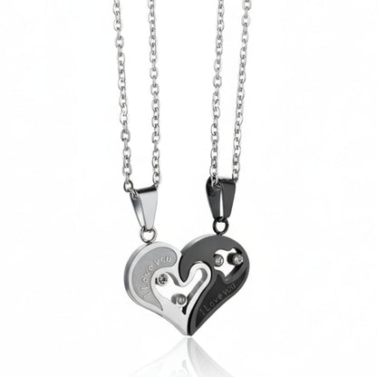 THE MEN THING SS Pendant/ Necklace SOULMATE HEART PUZZLE - Pure Titanium Steel Pendant with 24inch Cuban Chain for Men & Boys