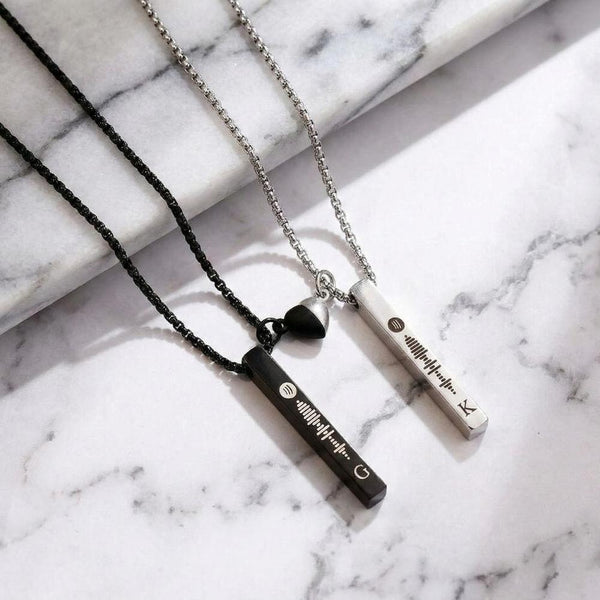 SOUNDWAVE HEART BAR - Pure Titanium Steel Pendant with 24inch Round Box Chain for Men & Boys