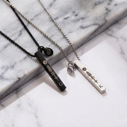 THE MEN THING SS Pendant/ Necklace SOUNDWAVE HEART BAR - Pure Titanium Steel Pendant with 24inch Round Box Chain for Men & Boys