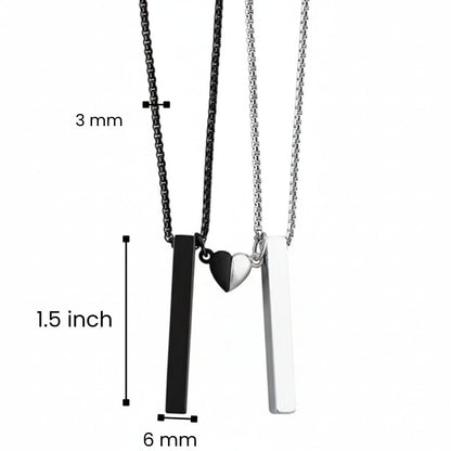 THE MEN THING SS Pendant/ Necklace SOUNDWAVE HEART BAR - Pure Titanium Steel Pendant with 24inch with Adjustable Rope Round Box Chain for Men & Boys
