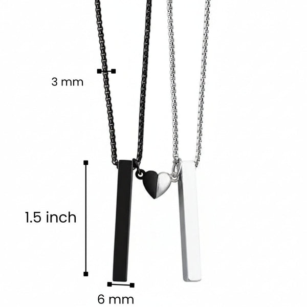 SOUNDWAVE HEART BAR - Pure Titanium Steel Pendant with 24inch with Adjustable Rope Round Box Chain for Men & Boys