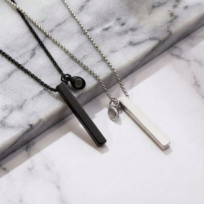 THE MEN THING SS Pendant/ Necklace SOUNDWAVE HEART BAR - Pure Titanium Steel Pendant with 24inch with Adjustable Rope Round Box Chain for Men & Boys