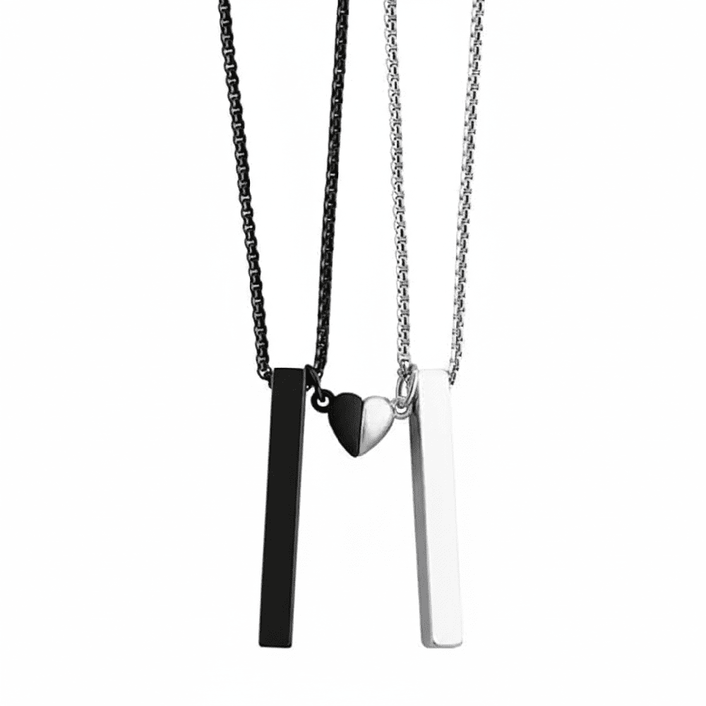 THE MEN THING SS Pendant/ Necklace SOUNDWAVE HEART BAR - Pure Titanium Steel Pendant with 24inch with Adjustable Rope Round Box Chain for Men & Boys